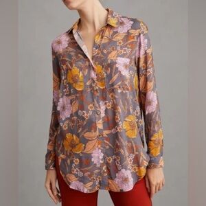 Pilcro The Romy relaxed button down blouse. Anthropologie. XL